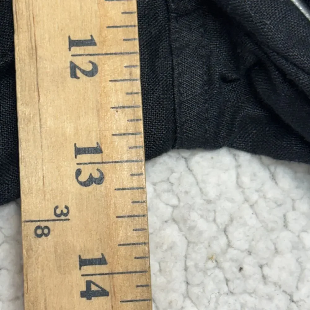 Quince Linen Pants Womens Small Black 100% European Drawstring Wide Leg Coastal
